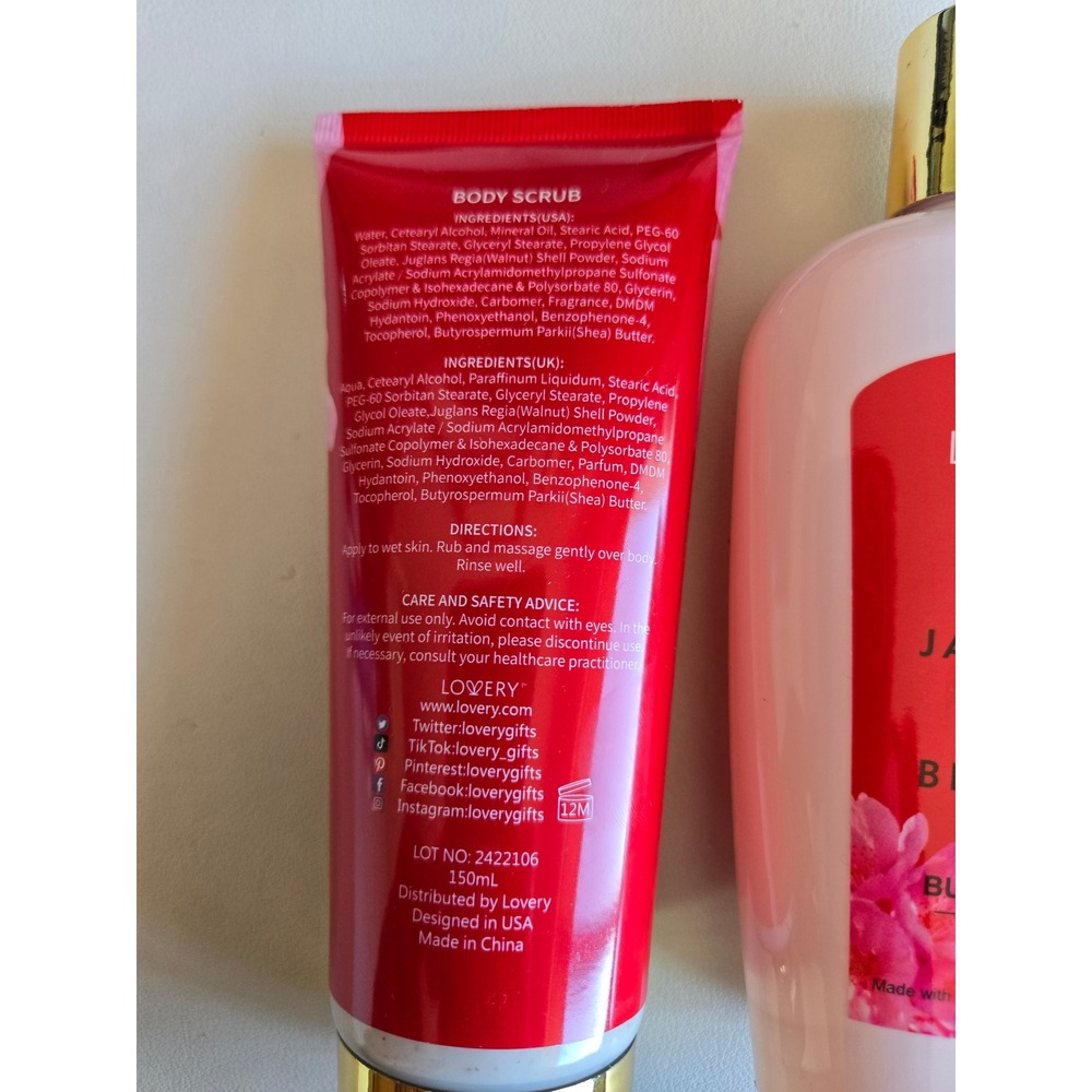 Lovery Japanese Cherry Blossom Bubble Bath & Body Scrub Spa Set Paraben Free - Picture 2 of 5